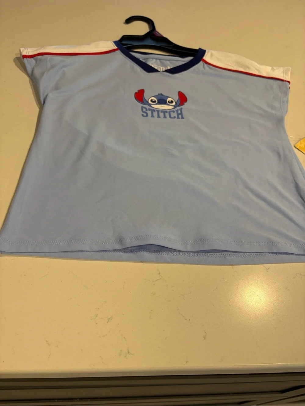 Stitch Light Blue Kids Tee with Contrast Trim